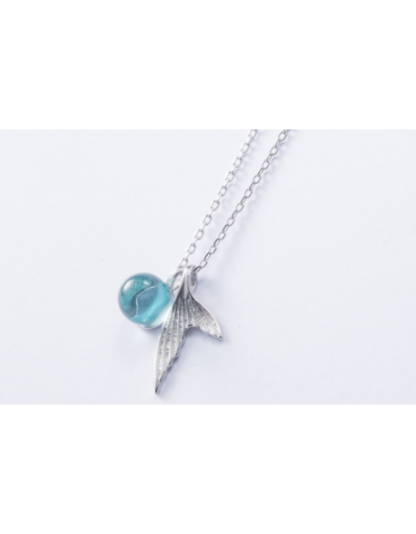 ocean bubble and whale tail sterling silver necklace