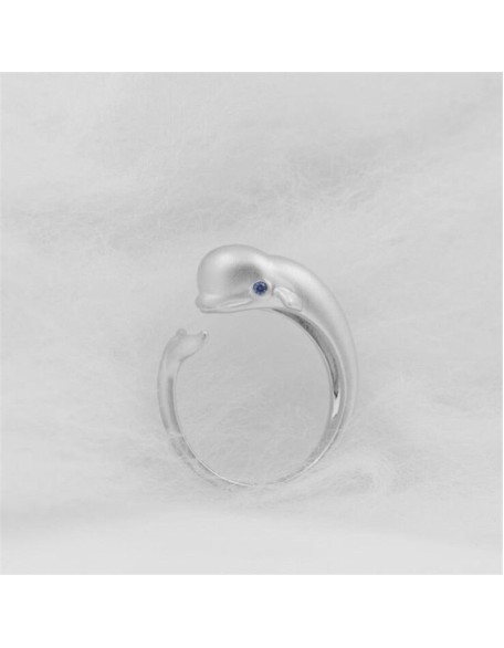 sterling silver beluga whale ring