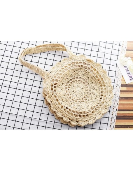 vintage straw knit shoudler bag