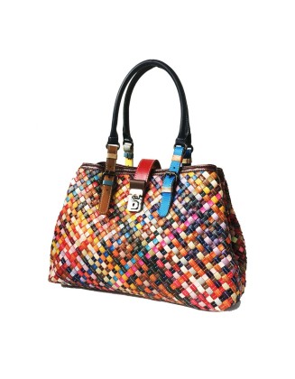 multi-color handmade leather handbag