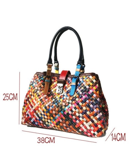 multi-color handmade leather handbag