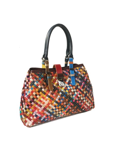 multi-color handmade leather handbag