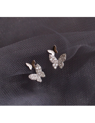 sterling silver double butterfly earrings