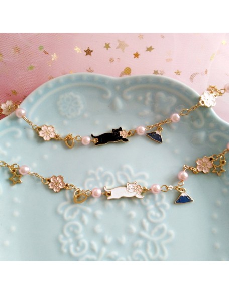 cherry blossom kitty bracelet