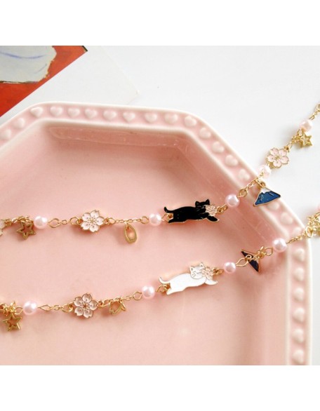 cherry blossom kitty bracelet