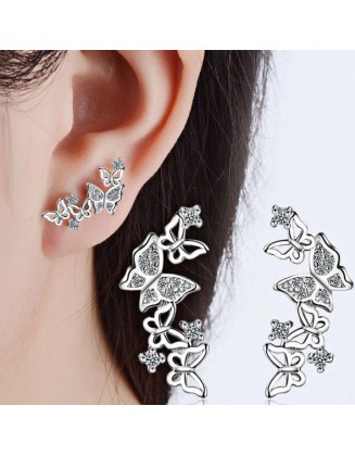 butterfly cluster sterling silver earrings