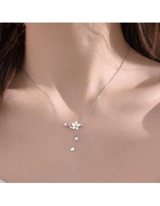 cherry blossom sterling silver charm necklace