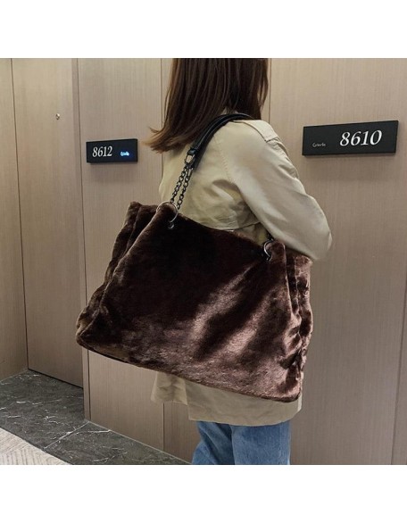 velvet plush shoulder bag