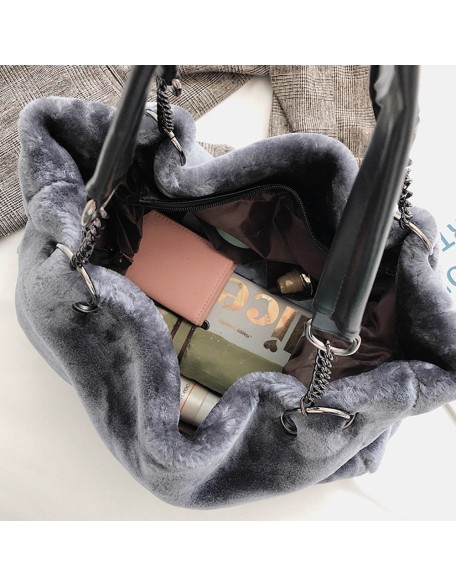 velvet plush shoulder bag