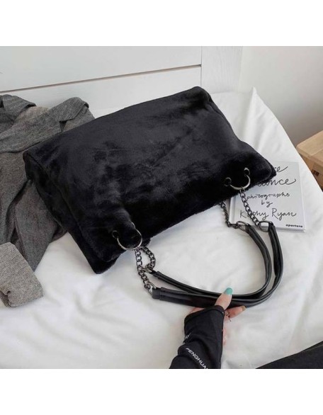 velvet plush shoulder bag