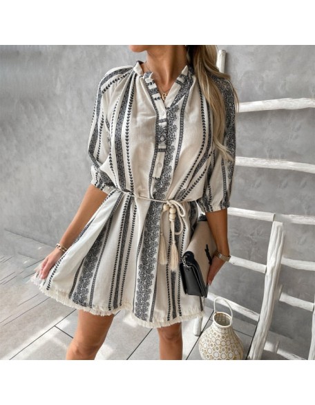 tassel and tie tunic dress