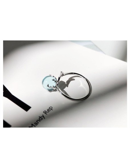 ocean bubble and whale tail sterling silver ring